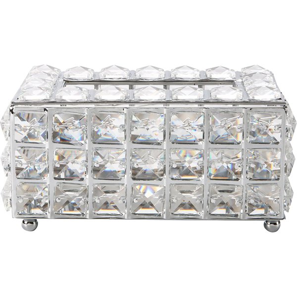 Caja De PañUelos De Cristal Rectangular Decorativa Soporte Para Caja De PañUelos Brillante Soporte Para PañUelos Servilleta Facial-image