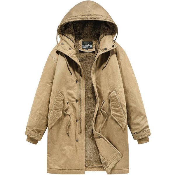 Parka Cortavientos M51 De Longitud Media Retro Americana Con Capucha - Abrigo Largo De AlgodóN Amish Para Hombre - OtoñO/Invierno 3XL Beige-image