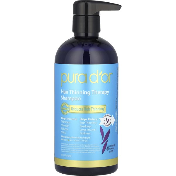 Pura D'or, Champú TerapéUtico Para El Cabello Fino, Lavanda Y Vainilla, 16 Onzas LíQuidas (473Ml) White-image