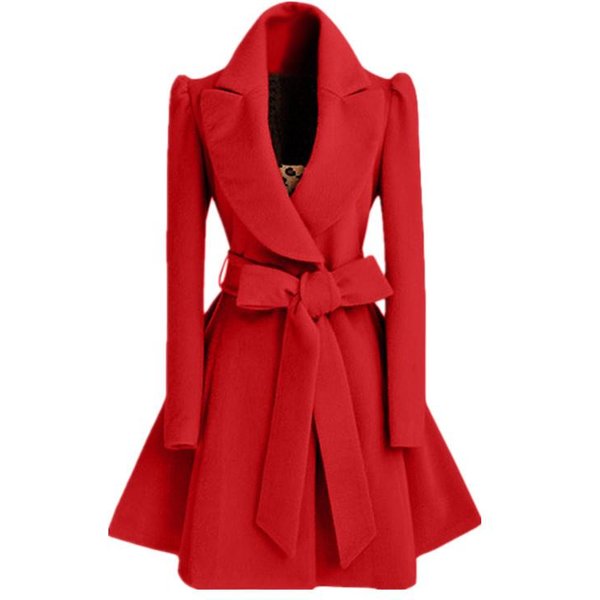 Abrigo De Lana Para Mujer OtoñO E Invierno Largo Medio Estilo Coreano Slim Abrigo De Lana S Red-image