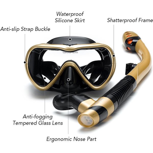 Set De Snorkel Antifugas Gafas De NatacióN Y Snorkel Antivaho Con Tubo De Snorkel Seco Para Snorkel NatacióN Buceo Azul Claro-image