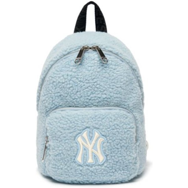 Serie De Forro Polar De Cordero MLB Logo De Los New York Yankees Mochila Mochila Para Mujer Azul 3ABKS0216-50BLL Blue White-image