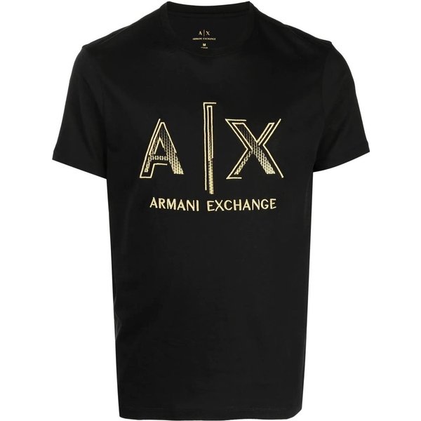 Emporio Armani SS23 Estampado De Letras Con Logo Bordado Cuello Redondo Jersey Camiseta De Manga Corta Hombre Tops Negro 3RZTRC-ZJ9AZ-1200 S-image