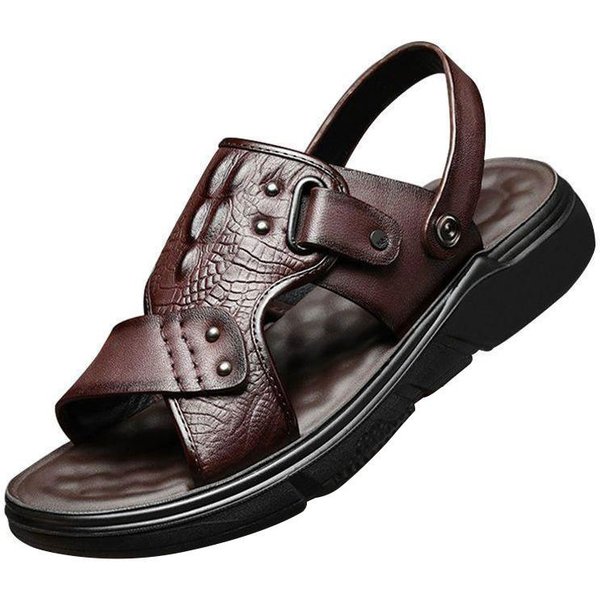 Sandalias De Cuero De Gran TamañO Para Hombre, Zapatos CláSicos De Verano Para Hombre, Zapatillas, Sandalias Suaves Para Hombre, Calzado Romano CóModo Para Caminar Al Aire Libre 40-image