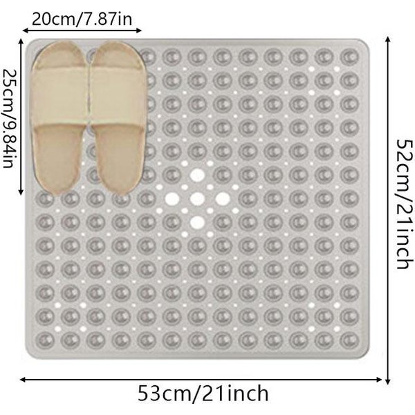 1PC, Alfombrilla Antideslizante Cuadrada De PVC Con Burbujas Y Agujeros De Drenaje Con Ventosa Para Ducha, Alfombrilla De BañO Antideslizante Alfombrilla De BañO Alfombrilla De Suelo 530Mmx530Mm White-image
