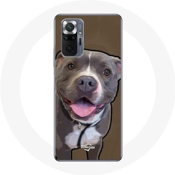 Funda Para Xiaomi Redmi Note 10 Pro Perro Pitbull Blanco Gris-image