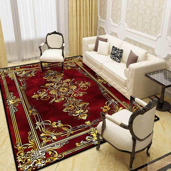 DużY Rozmiar Europejski Styl Czerwony Dywan Salon 140X200Cm AntypośLizgowy Luksusowy Dywan Do Sypialni Garderoby AntypośLizgowa Mata PodłOgowa Zmywalna 160*200Cm-image