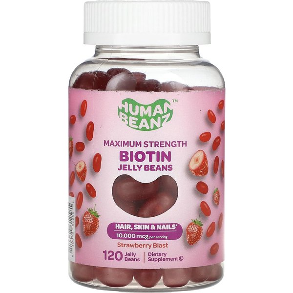 Human Beanz, Gominola De Biotina, MáXima Potencia, ExplosióN De Fresa, 2,500 Mcg, 120 Gominolas-image