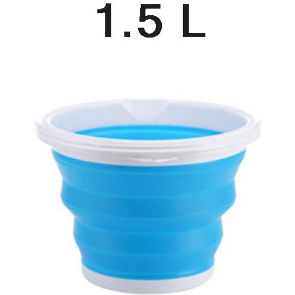 Cubo Plegable De 1,5/3/5/10L Cubo Plegable PortáTil Lavado De Coches Limpieza Del Hogar Pesca Al Aire Libre Viajes Herramientas Para El Hogar W132WW- White-image