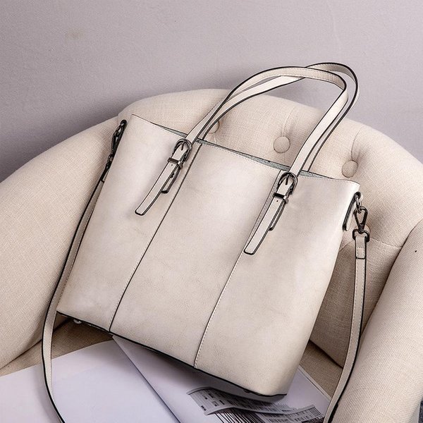 Bolso De Piel AutéNtica Para Mujer, Nuevo Bolso De Hombro Retro, Bolso De Mano De Gran Capacidad, Bolso De Viaje Moderno.-image