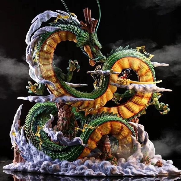 24Cm Dragon Ball Model Anime Shenron Postać Goku I Shenron Figurka Postać Statua Pcv Lalka Zestaw Zabawka Do Pokoju Prezenty-image