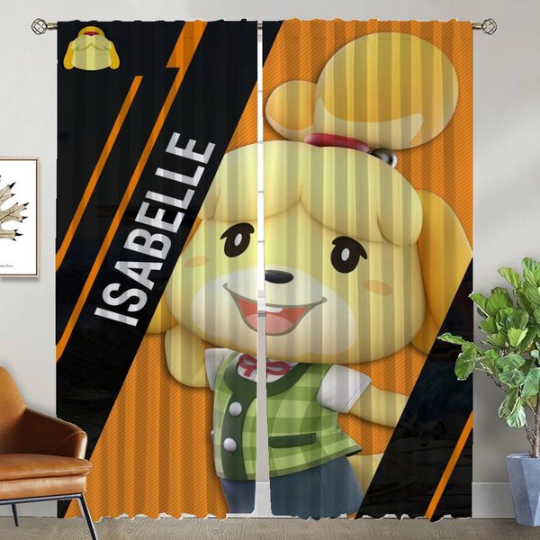Animal Crossing ZasłOny Przeciw Komarom 2 Sztuki ZasłOna Okienna Do Pokoju 2 Panele Rolety Tiul Do Sypialni Dekoracja Na Halloween W50Xh70Cmx2Pcs-Cl-image