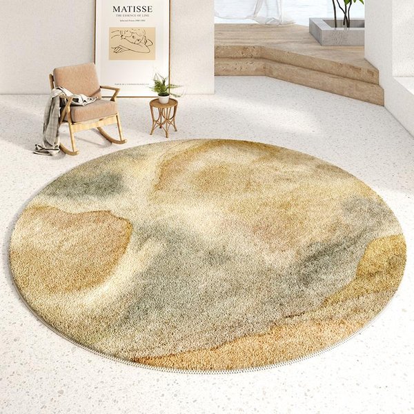 Nowoczesne Luksusowe Dywany Do Sypialni Puszyste MięKkie Dekoracja Salonu Dywan Minimalistyczna Abstrakcja Dywan Do Salonu OkrąGłA Pluszowa Mata PodłOgowa 180X180Cm-image