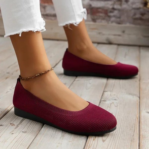 Bailarinas De Punto EláStico Zapatos Slip On Para Mujer Verano Transpirables Suaves Mocasines Mujer Zapatos Casuales Ligeros Mocasines Para Mamá 39 Black-image