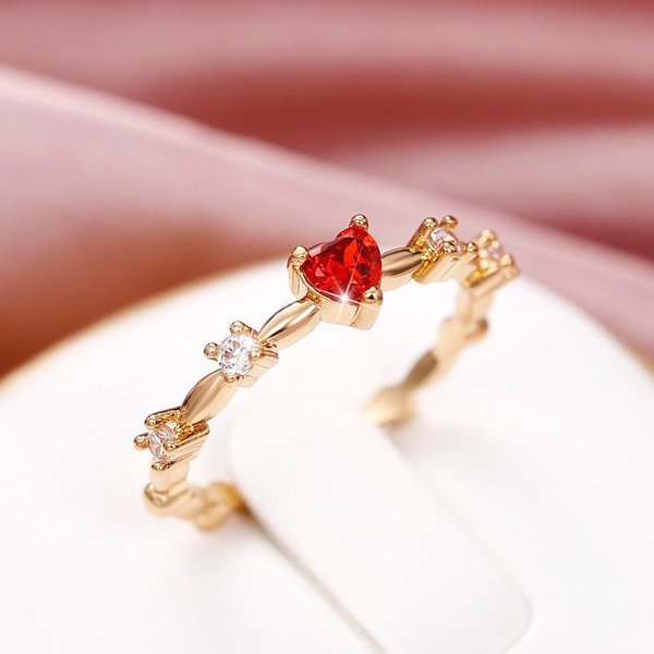 Anillo Delicado VersáTil Huitan Para Dama Accesorios De Ceremonia De Compromiso Con Circonita De CorazóN JoyeríA Delicada Femenina Para Fiesta De Boda Regalo 8 Brown-image