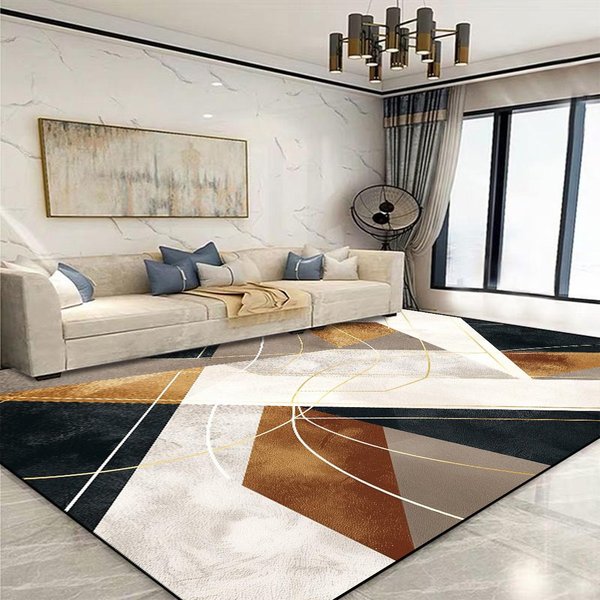 Nowoczesny ZłOty Geometryczny Dywan Do Salonu Dekoracja DużEj Powierzchni Dywany Domowe Do Sypialni MięKki AntypośLizgowy 200X300 Mata Na Sofę Do Salonu 80*120Cm-image