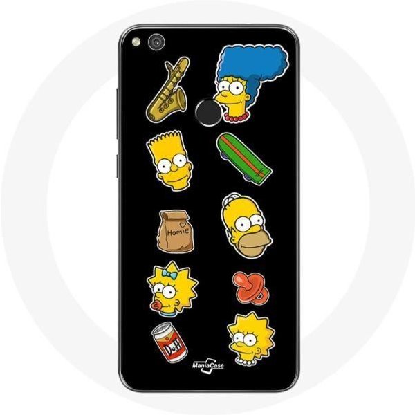 Funda Para Huawei P8 Lite 2017 Los Simpson Pegatinas Fondo Negro-image