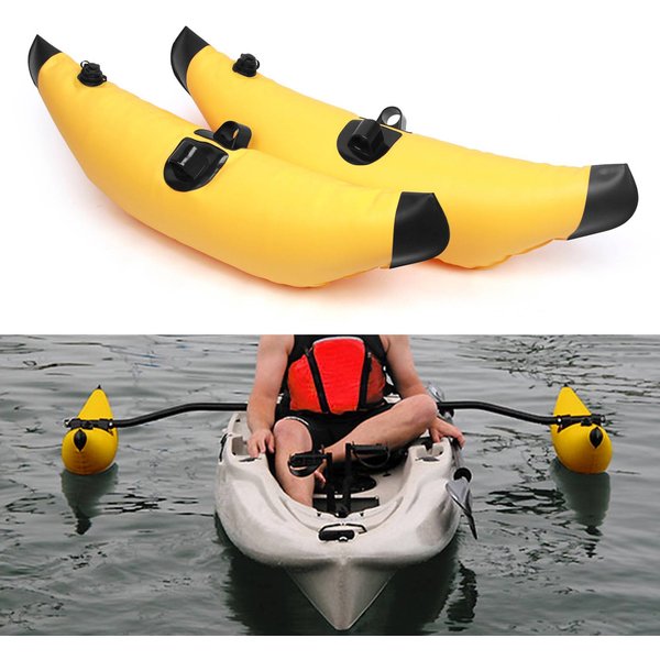 2 Uds Kayak PVC Inflable Estabilizador Flotador Kayak Barco Pesca Flotador Estabilizador De Pie Amarillo-image