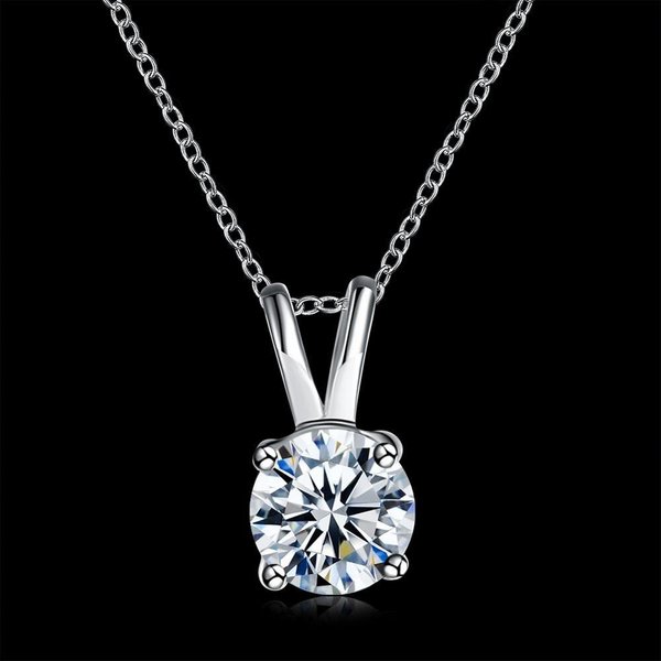100% 925 Sterling Silver 1 Carat Mossanite Kamienny Naszyjnik łAńCuszek Do Obojczyka Zaprojektowany MusująCe Wesele Fine Jewelry Gray-image