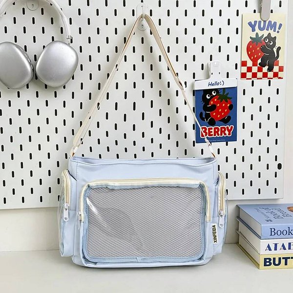 Nueva Bolsa De Hombro Ita Linda Chica Lolita Transparente Bolsa De Tote De CóMic Gran Capacidad Moda Bolso Cruzado JK DIY ExhibicióN Bolso De Mano 31X24X9Cm Azul-image