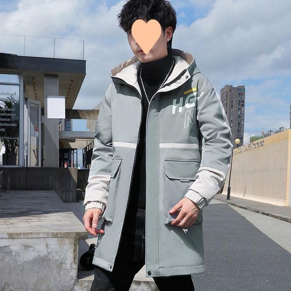 Nuevas Chaquetas De OtoñO E Invierno, VersáTiles Para JóVenes, Chaquetas Gruesas Para Hombre A La Moda, Estudiantes Guapos, Abrigos De AlgodóN Acolchados De Terciopelo Medianos Y Largos Para Hombre 4XL Gray-image