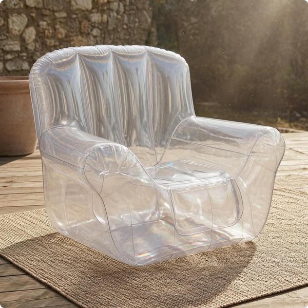 SillóN Transparente Brillante Inflable Reposabrazos Anchos Sofá Transparente Para-image