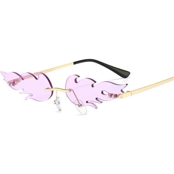 Elegantes Gafas De Sol Ovaladas Con Llama De Fuego Mujer Montura MetáLica Sin Marco Gafas De Sol Femeninas Marco PequeñO Espejo OceáNico Lujo Oculos Feminino Premium-image