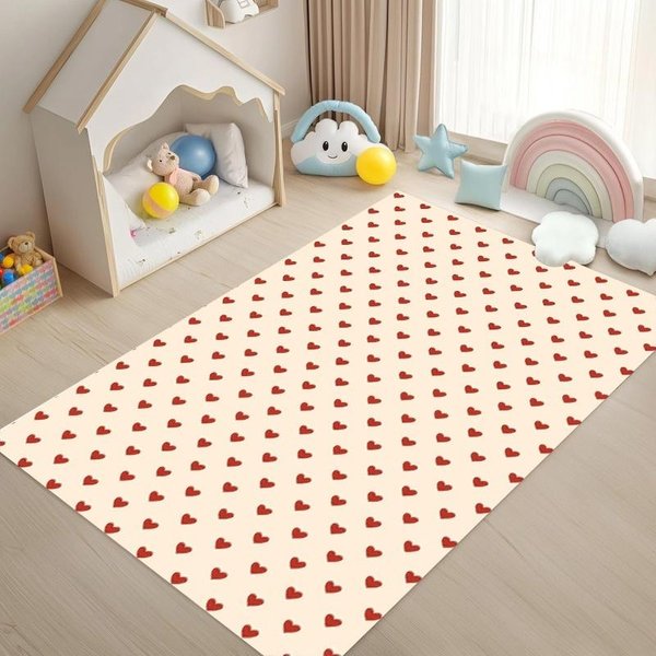 Pastelowo RóżOwy Abstrakcyjny WzóR Kolorowe Serce Dywanik PodłOgowy AntypośLizgowy MięKki Uroczy Dywanik Minimalistyczny Kawaii Do Sypialni Salonu 50X80CM-image