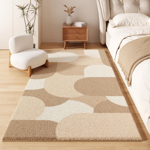 Kremowy Styl Dekoracja Salonu Dywan Puszyste MięKkie Dywaniki Do Sypialni Gruba Pluszowa Mata PodłOgowa Przy ŁóżKu Prać Domowy AntypośLizgowy Dywan 80X120Cm Brown-image