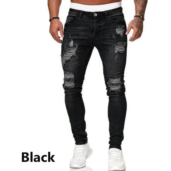 Modne DżInsy MęSkie ObcisłE Spodnie DżInsowe MęSkie Zgrywanie Spodnie Streetwear MęSkie DżInsy Spodnie ObcisłE L-image