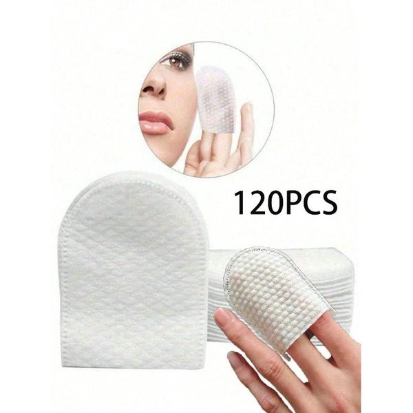 120 Piezas De Discos Desmaquillantes De Doble Cara, Discos Desmaquillantes Gruesos Para La Punta Del Dedo, Adecuados Para Rostro Y UñAs, Ideales Para La EliminacióN Del Maquillaje Y El Esmalte De UñAs 120Pcs White-image