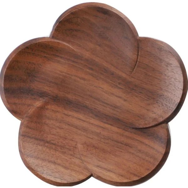 Posavasos De Nogal Negro De Estilo JaponéS Para Mesa De Comedor, Taza De Té Y Café, DecoracióN De PéTalos, Resistente Al Calor, Para Bebidas. L-image