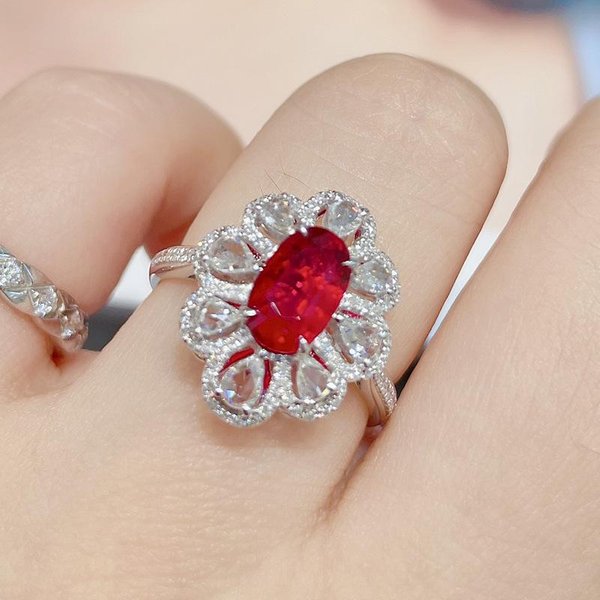 100% 925 Srebro Prawdziwy Rubinowy PierśCionek Z Kamieniem Szlachetnym Dla Kobiet Fine Anillos De Silver 925 BiżUteria Rubinowa BiżUteria Bizuteria PierśCionki Box 10 Beige-image