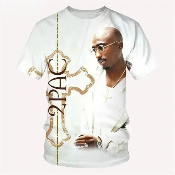 Nowa Koszulka Harajuku MęSka Koszulka Moda 2Pac Graficzne Koszulki Hip Hop MęSkie Koszulki Letnie Topy Koszulki MężCzyzna Markowe Ubrania XL Brown-image