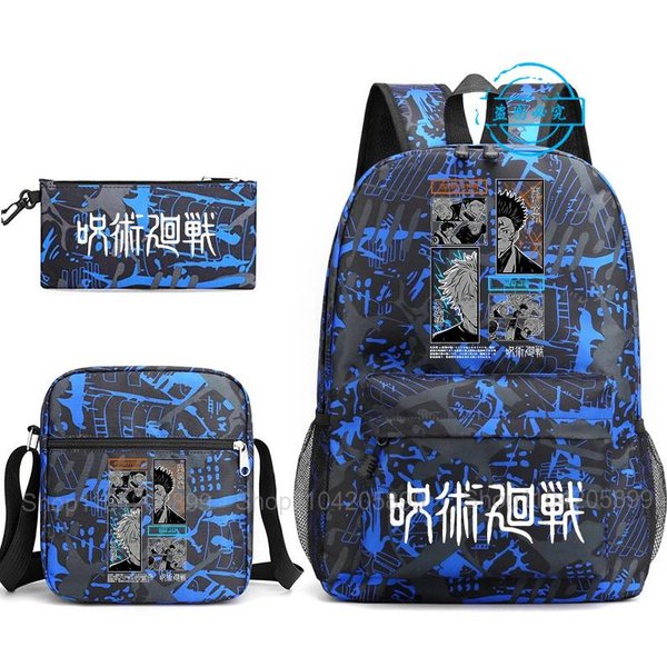 3 Sztuki Plecak Jujutsu Kaisen ChłOpcy Dziewczynki Anime Mochila Uczeń Torba Szkolna Z Torbą Na Ramię PióRnik Codzienne PodróżE Rucksack-image