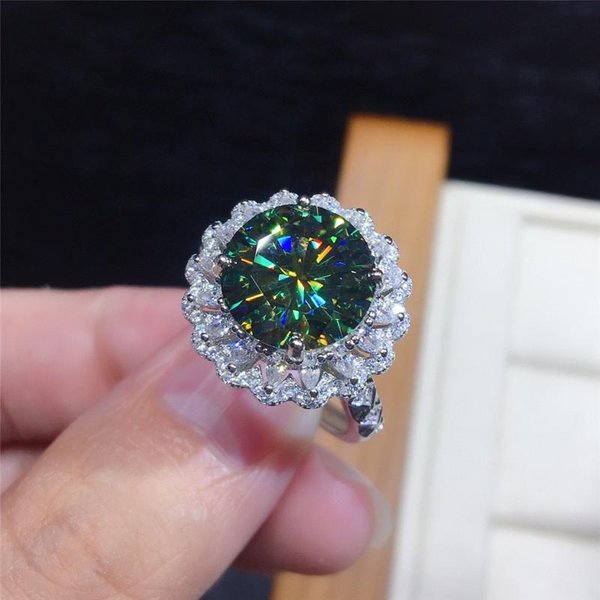 Anillo De Circonita CúBica Verde Brillante Huitan Lujoso Anillo De Dedo Para Mujer Accesorios Bandas De Compromiso Para Boda Y Fiesta JoyeríA De Moda 10 White-image