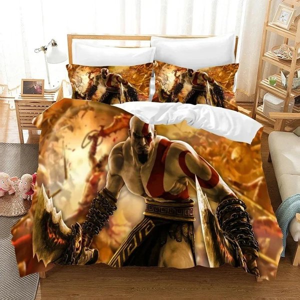 ImpresióN 3D ColeccióN De Ropa De Cama God Of War Funda NóRdica ColeccióN De Cama Funda De Colcha Funda De Almohada EdredóN TamañO King Queen ColeccióN De Ropa De Cama Para NiñOs Y Adultos 70X133Cm 2Pcs-image