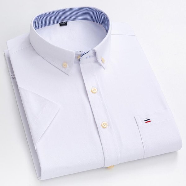 100% BawełNa Oxford MęSka Koszula KróTki RęKaw Nowa Wysoka Jakość Biznesowa Codzienna Moda MęSka DużE Rozmiary Koszula Formalna S-7XL 42 White-image