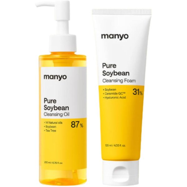 Mamá:Nyo Aceite Limpiador De Soja Pura 200Ml Y Espuma 120Ml Set De 2 Piezas | Limpieza Profunda Rica En ProteíNas Y Nutritivo DúO K-Beauty White-image