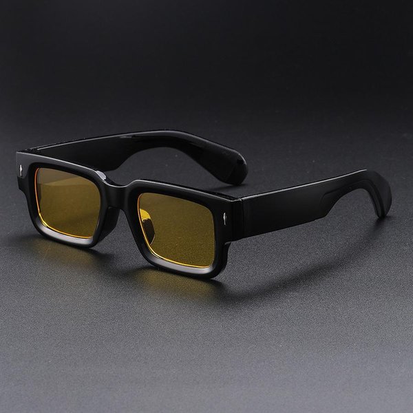 Nowe Retro Czarne Kwadratowe Okulary PrzeciwsłOneczne Dla MężCzyzn Kobiet Vintage Luksusowe Nitowane Designerskie Okulary SłOneczne Ochrona UV400 Black-image