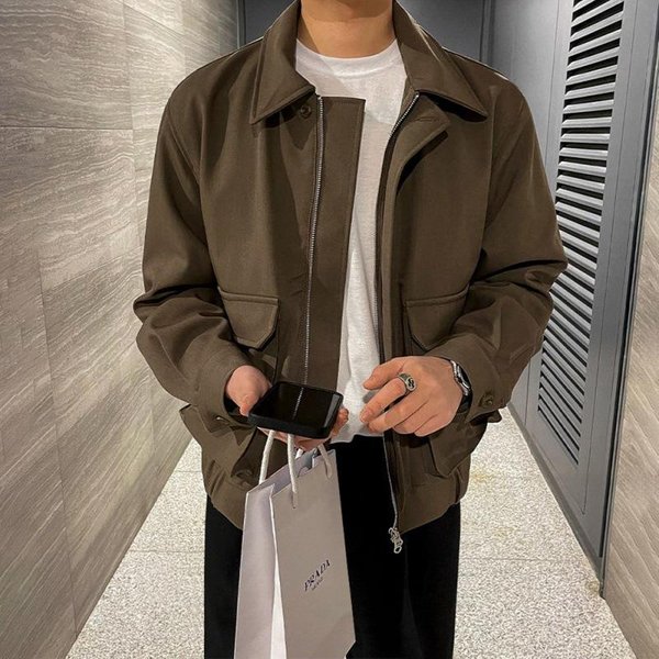 Chaqueta Retro De Trabajo Con Solapa Para Hombre Primavera Nuevo Abrigo Holgado Estilo Coreano Moderno Guapo Top 2XL-image