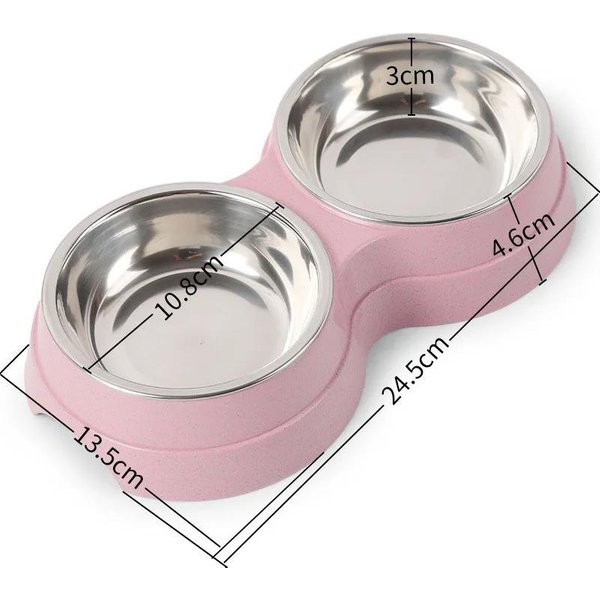 Cuencos Dobles Para Mascotas, Comedero Para Perros Y Agua, De Acero Inoxidable, Para Gatos Y Cachorros, Accesorios Para Perros PequeñOs. Azul-image