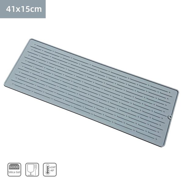 Alfombrilla De Silicona Para Secar Platos, Alfombrilla Grande Para Secar Platos, Alfombrilla Para Encimera, Alfombrilla Para Escurrir Platos, Alfombrilla Para Fregadero, Herramienta De Cocina Gris-image