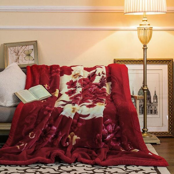 Dwustronny Koc Raschel Z Sztucznego Futra Norek 4,5 Kg Rozmiar Queen Faux Fur ObciążAny Puszysty CiepłY Kocyk Super MięKki Koc Na ŁóżKo Wiosenny Zimowy 200X230Cm(78X90Inch) Czerwony-image