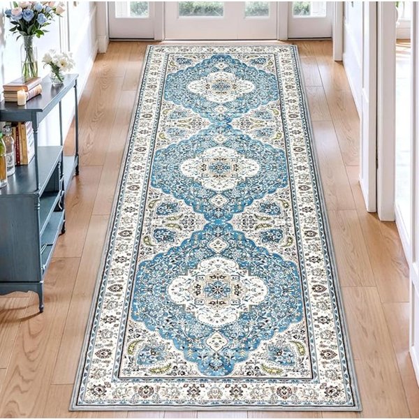 Vintage Orientalny WzóR Dywanik Biegacz AntypośLizgowy MięKki Dywanik PodłOgowy Do Przedpokoju Kuchni WejśCia TrwałY Odporny Na Plamy WystróJ Domu 40X120CM-image