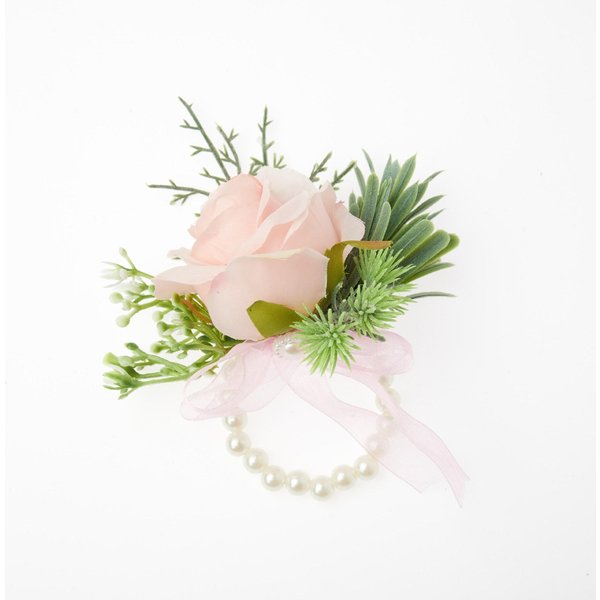 Pulsera De Flor De MuñEca Estilo Coreano Flores De MuñEca Para Dama De Honor Novia Flores Artificiales De Rosa Perlas Artificiales Pulseras Suministros De Boda-image