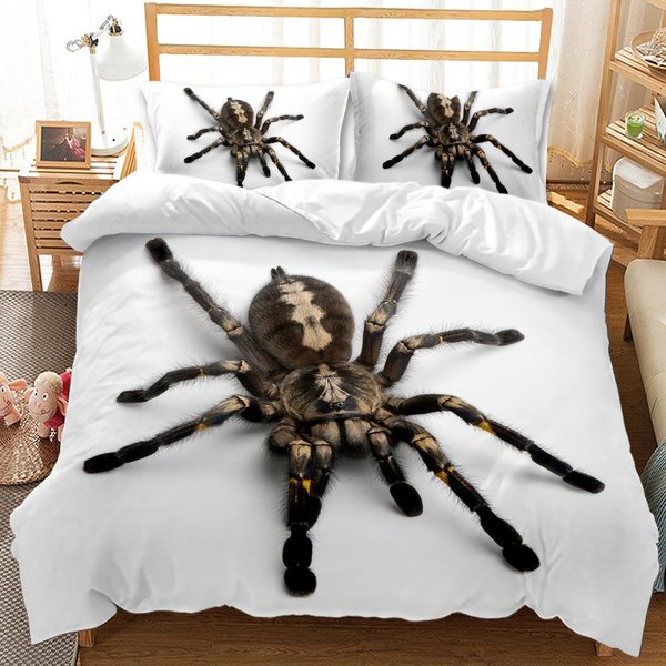 Zestaw PośCieli Tarantula Printing Mikrofibra Nadruk 3D Czarny BrąZowy PająK Zestaw Poszwy Na KołDrę Z Motywem OwadóW EU Single(135X200Cm)-image