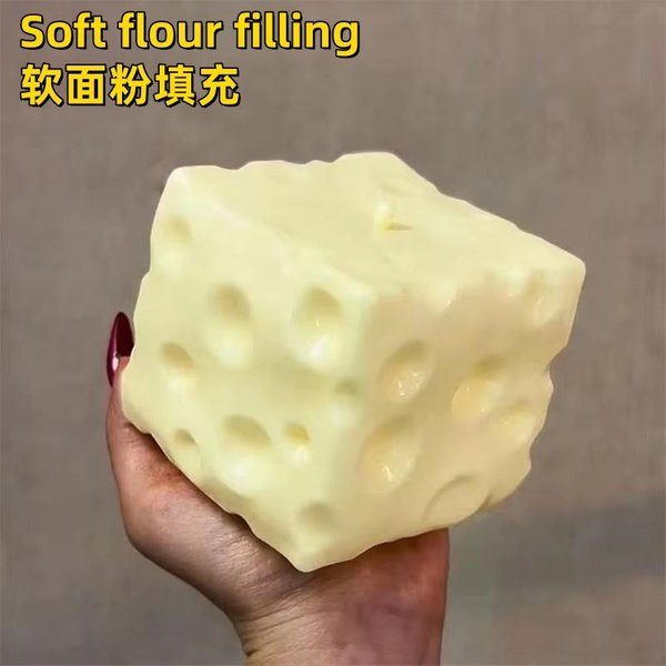 Pelota AntiestréS Cubo De Queso Jumbo Forma Grande De Queso Pelota Para Apretar No Rebota Juguete Para Mover Los Dedos Asmr Sensorial AntiestréS Regalo De Festival-image