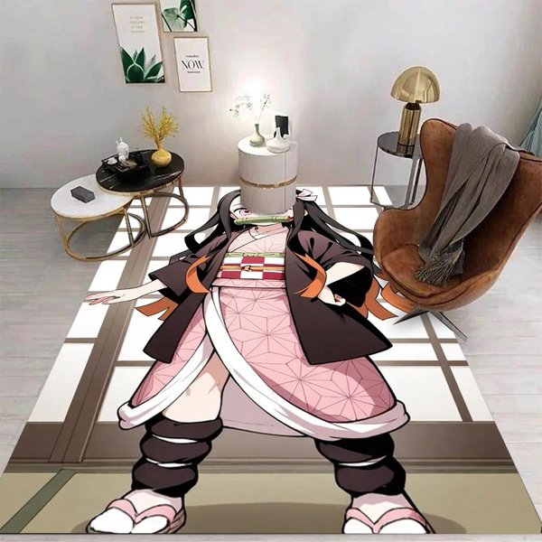 Dywanik Demon Slayer KreskóWka Salon Sypialnia Kuchnia Sofa Stół Balkon Mata AntypośLizgowa Zmywalna Wytworne Ozdoby 50X80CM-image