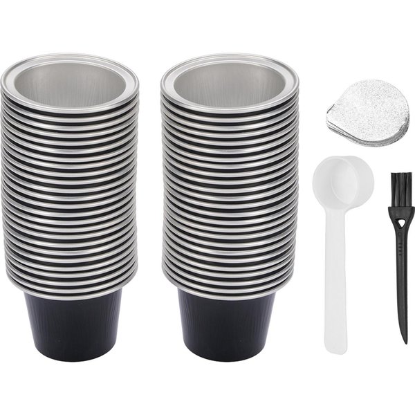 50 Sztuk Aluminiowych Wieczek Z 50 Sztukami KapsułEk Do Kawy 15Ml KapsułKi Do Kawy Wieczka UszczelniająCe Naklejki Z ŁYżEczką L(For 6.5-9Kg)-image